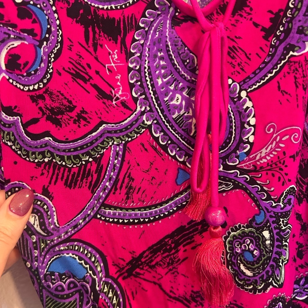 Vintage Diane Freis 100% Silk Blouse Bold Paisley Polka Dot Print Maximalist 80s - Picture 3 of 5